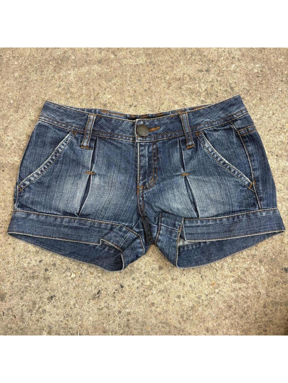 Vintage Y2K Low Rise Denim Micro Shorts ONLY Belt Loop Detail